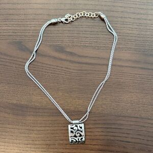 Vintage Brighton Silver Double -Strand Scroll Pendant Necklace